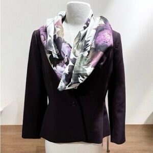 ShantuQ Purple Green Blue White Floral Scarf Business Formal Fall Winter Classic